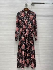 Gucci Pink Floral Print Black Viscose Dress 