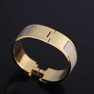 Luxury Womens Jewelry Hermes Clic Clac H Wide Bracelet Grey A205PP240 AA146905