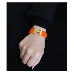Luxury Womens Jewelry Hermes Clic Clac H Wide Bracelet Orange A205PP240 AA146899