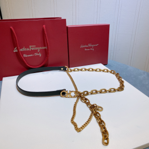 Ferragamo Double Gancini Chain Belt Black 
