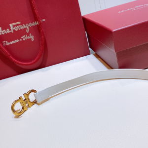 Luxury Womens Belts Ferragamo Double Gancini Chain Belt White A28PP240 AA146960