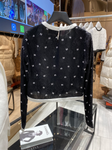 Luxury Womens Clothing Chanel Allover CC Logo Lace Tops Black SML A40PP480 AA146988