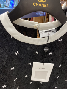 Luxury Womens Clothing Chanel Allover CC Logo Lace Tops Black SML A40PP480 AA146988