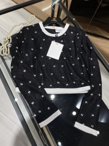 Luxury Womens Clothing Chanel Allover CC Logo Lace Tops Black SML A40PP480 AA146988