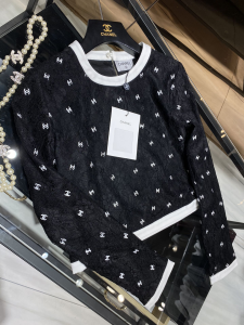 Luxury Womens Clothing Chanel Allover CC Logo Lace Tops Black SML A40PP480 AA146988