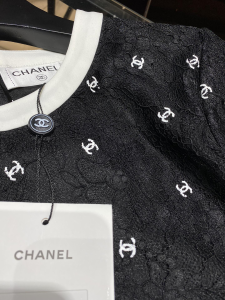 Luxury Womens Clothing Chanel Allover CC Logo Lace Tops Black SML A40PP480 AA146988