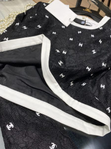 Luxury Womens Clothing Chanel Allover CC Logo Lace Tops Black SML A40PP480 AA146988