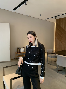 Luxury Womens Clothing Chanel Allover CC Logo Lace Tops Black SML A40PP480 AA146988