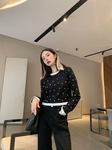 Luxury Womens Clothing Chanel Allover CC Logo Lace Tops Black SML A40PP480 AA146988