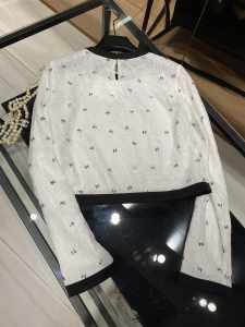 Luxury Womens Clothing Chanel Allover CC Logo Lace Tops White SML A40PP480 AA146989
