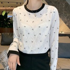 Luxury Womens Clothing Chanel Allover CC Logo Lace Tops White SML A40PP480 AA146989