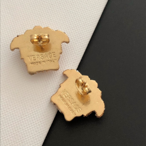 Luxury Womens Jewelry Versace Crystals Medusa Gold Earrings A39PP125 AA146985