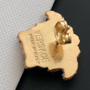 Luxury Womens Jewelry Versace Crystals Medusa Gold Earrings A39PP125 AA146985