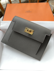 Hermes Epsom Kelly Pocket Compact Wallet Grey 