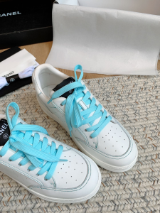 Luxury Womens Shoes Chanel Lace Up White Calfskin Sneaker 35 To 40 A136PP460 AA147132