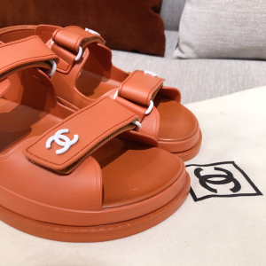 Luxury Womens Shoes Chanel Classic CC Logo Sandal Tan 35 To 40 A136PP320 AA147227