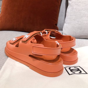 Luxury Womens Shoes Chanel Classic CC Logo Sandal Tan 35 To 40 A136PP320 AA147227