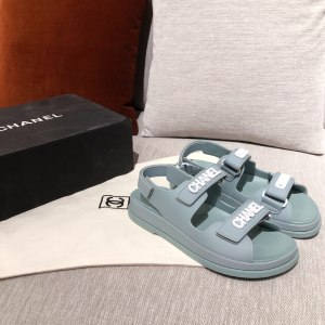 Chanel Classic Monogram Logo Sandal Blue 