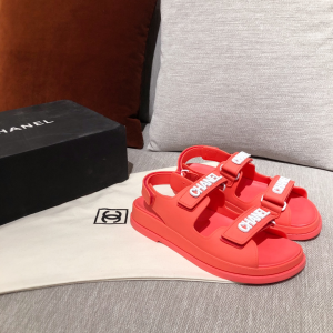 Chanel Classic Monogram Logo Sandal Red 