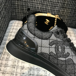 Luxury Womens Shoes Chanel Black CC Logo Lace Up Sneakers 35 To 42 A136PP420 AA147336