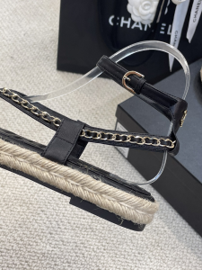 Luxury Womens Shoes Chanel Espadrille Sandal in Black 35 To 40 A136PP430 AA147307