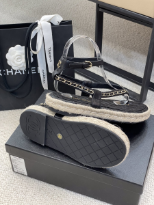 Luxury Womens Shoes Chanel Espadrille Sandal in Black 35 To 40 A136PP430 AA147307