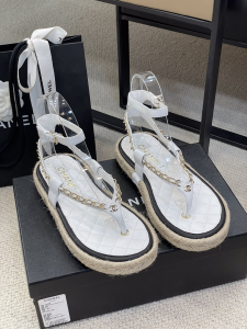 Chanel Espadrille Sandal White 