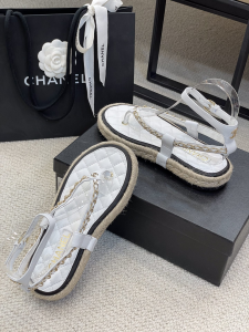 Luxury Womens Shoes Chanel Espadrille Sandal in White 35 To 40 A136PP430 AA147306