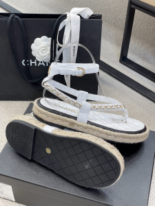 Luxury Womens Shoes Chanel Espadrille Sandal in White 35 To 40 A136PP430 AA147306