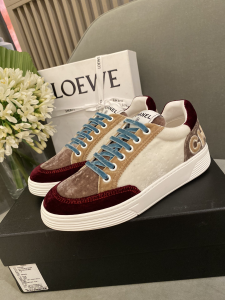 Chanel Multicolor Velvet Lace Up Sneakers 