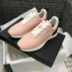 Chanel Pink CC Logo Lace Up Sneakers 