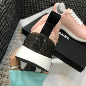 Luxury Womens Shoes Chanel Pink CC Logo Lace Up Sneakers 35 To 42 A136PP420 AA147337