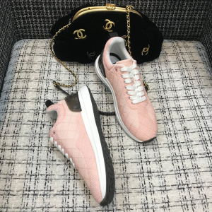 Luxury Womens Shoes Chanel Pink CC Logo Lace Up Sneakers 35 To 42 A136PP420 AA147337