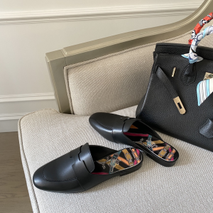 Luxury Womens Shoes Hermes Catena Mule in Black Goatskin 35 To 41 A136PP420 AA147334