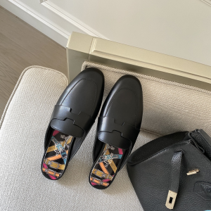 Luxury Womens Shoes Hermes Catena Mule in Black Goatskin 35 To 41 A136PP420 AA147334