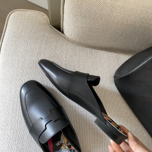 Luxury Womens Shoes Hermes Catena Mule in Black Goatskin 35 To 41 A136PP420 AA147334