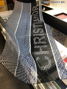 Dior Oblique Cashmere Silk Scarf Blue