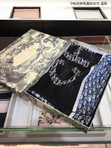 Luxury Womens Scarf Dior Oblique Cashmere Silk Scarf Blue 60x180CM A151PP170 AA147434