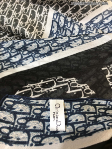 Luxury Womens Scarf Dior Oblique Cashmere Silk Scarf Blue 60x180CM A151PP170 AA147434