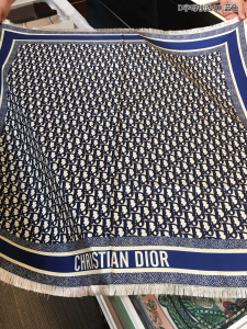Dior Oblique Cashmere Silk Scarf Blue 