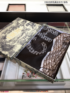 Luxury Womens Scarf Dior Oblique Cashmere Silk Scarf Brown 60x180CM A151PP170 AA147435