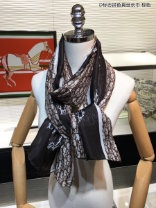 Luxury Womens Scarf Dior Oblique Cashmere Silk Scarf Brown 60x180CM A151PP170 AA147435
