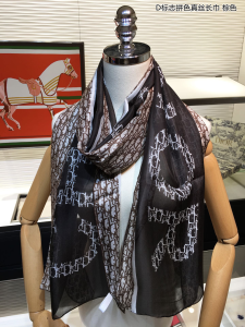 Luxury Womens Scarf Dior Oblique Cashmere Silk Scarf Brown 60x180CM A151PP170 AA147435