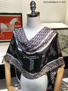 Luxury Womens Scarf Dior Oblique Cashmere Silk Scarf Brown 60x180CM A151PP170 AA147435