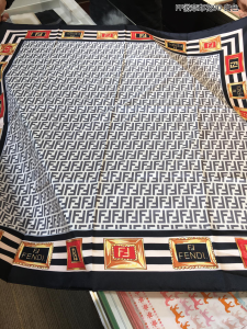 Fendi FF Charms Cashmere Silk Scarf White 