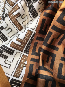 Luxury Womens Scarf Fendi FF Logo Cashmere Silk Scarf Brown 90x90CM A151PP180 AA147439