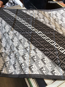 Fendi FF Logo Cashmere Silk Scarf Grey 