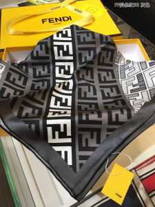 Luxury Womens Scarf Fendi FF Logo Cashmere Silk Scarf Grey 90x90CM A151PP180 AA147440