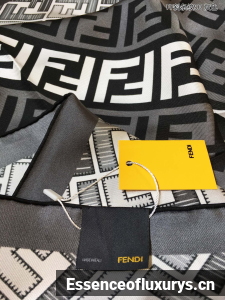 Luxury Womens Scarf Fendi FF Logo Cashmere Silk Scarf Grey 90x90CM A151PP180 AA147440