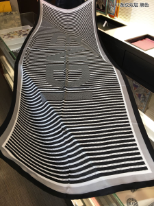 Fendi Stripe Cashmere Silk Scarf Black 